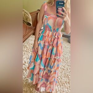 Vestique Multicolor Tiered Maxi Dress